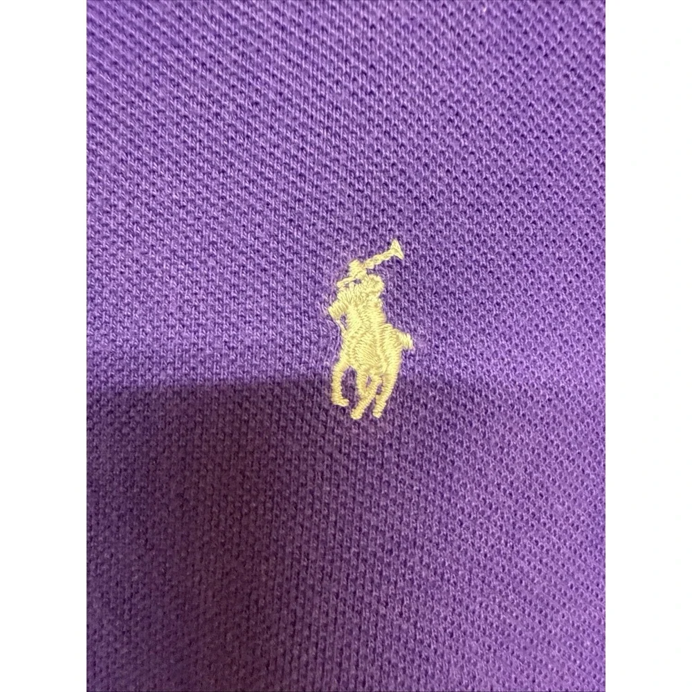Ralph Lauren Girls Purple Long Sleeve Polo Dress Sz 5 Tiered Ruffle Hem Cotton